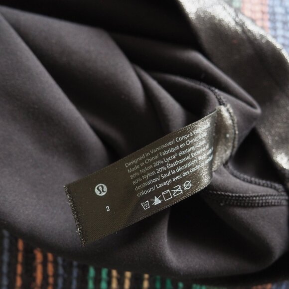* Lululemon Align Long Sleeve Radiant Foil Shine Print Black Shirt sz 2 - Picture 9 of 11